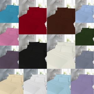 T180 FLAT Bed Sheets - 14 Colors & All UK Size - Percale Polycotton Fabric Super 180 THREAD COUNT