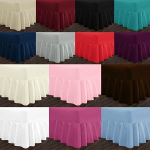 Polycotton Frilled Valance Fitted Sheets / Easy Care Plain Dyed 19 Colors