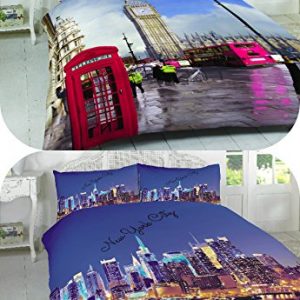 3D London & New York duvet cover sets single, double, king, super-king