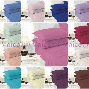 Poly-Cotton Fabric Extra Deep Fitted Sheets 40cm/16 inches Fitted Bed Sheet - Percale Quality For Thick Mattress (OPTIONAL PillowCases)