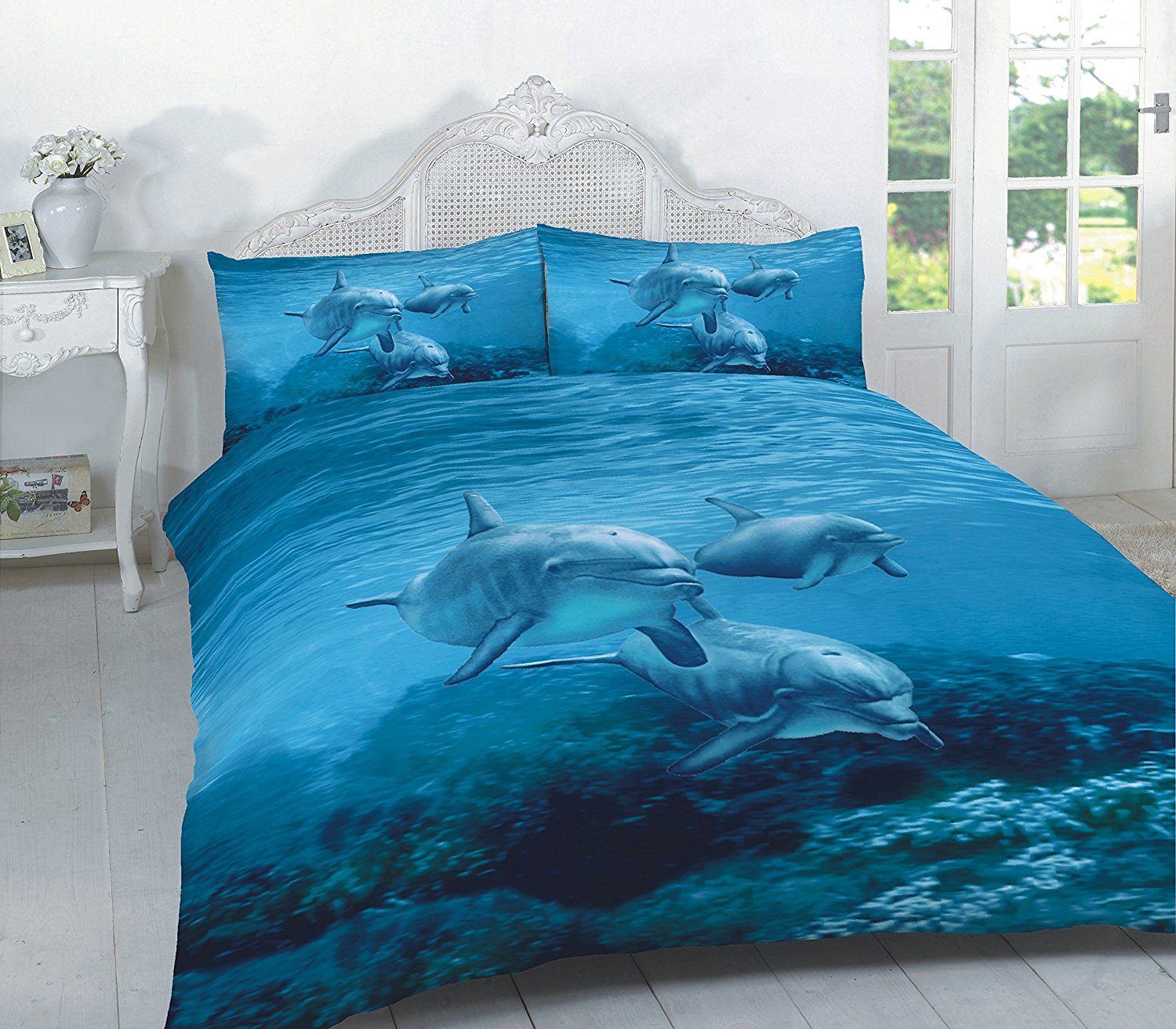 Dolphin 3D Duvet Cover Sets With Pillowcases - Poly Cotton Fabric 3D Bedding
