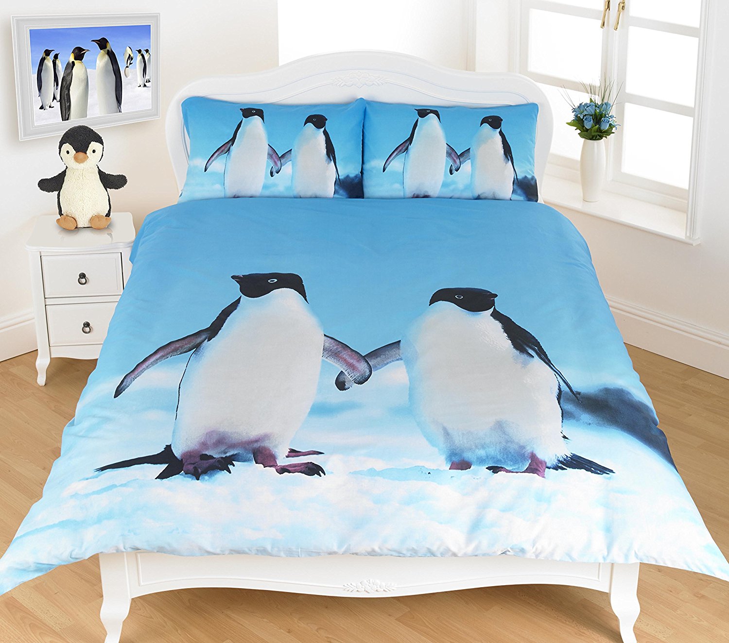 Penguin 3D Duvet Cover Sets With Pillowcases - Poly Cotton Fabric 3D Bedding