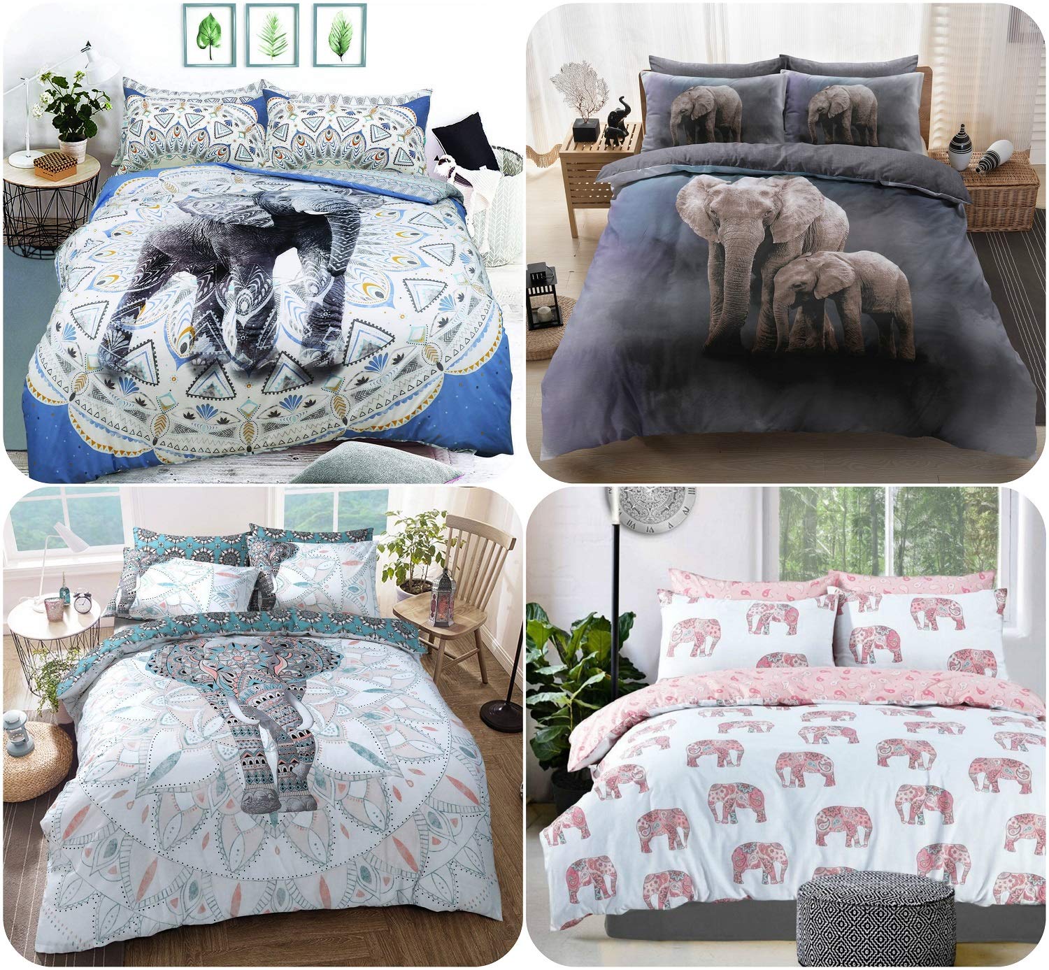 Voice7 Elephant Grey Duvet Cover Matching Pillow Cases Poly
