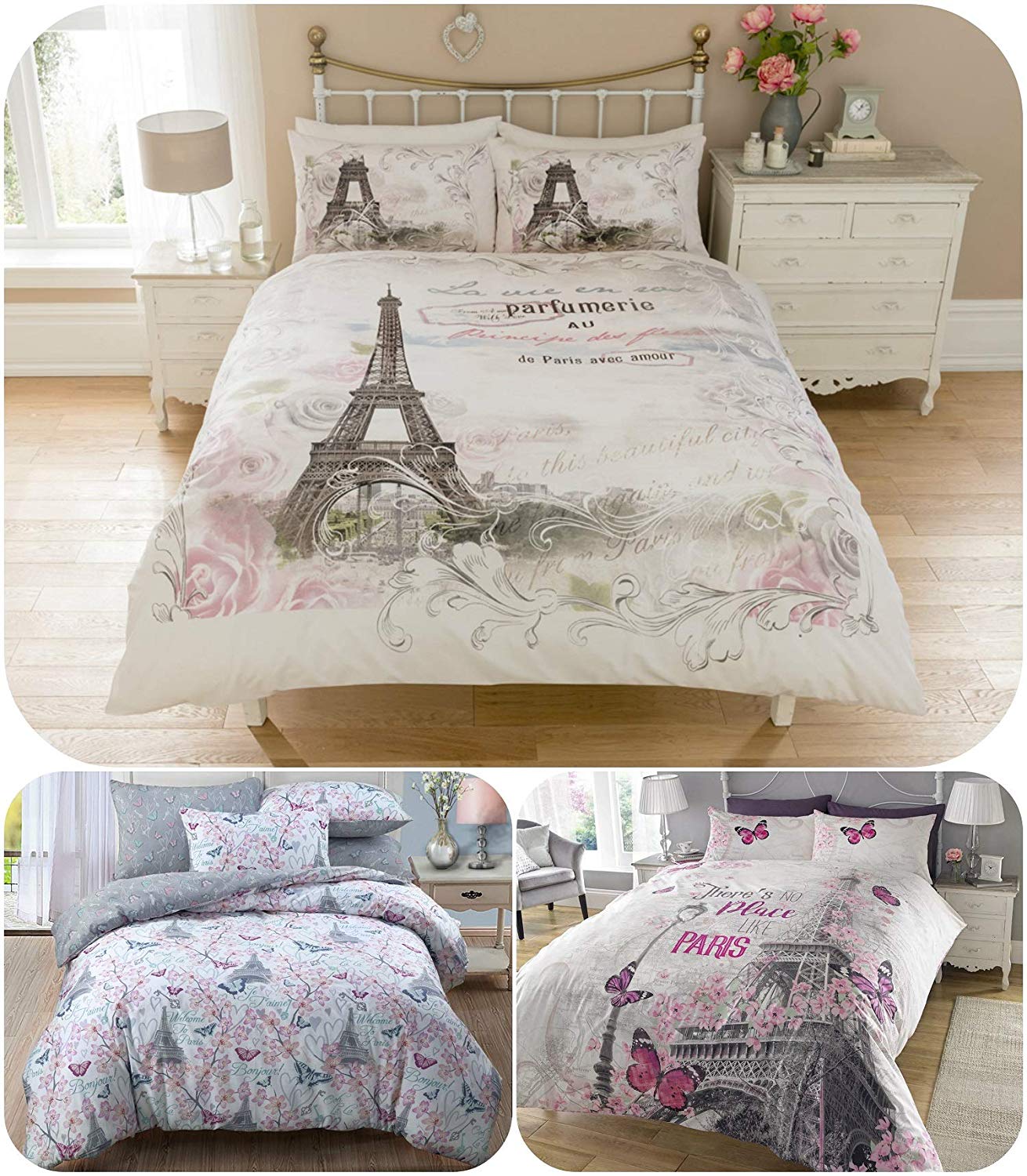Luxury Eiffel Tower Paris Duvet Cover Set With Matching Pillow