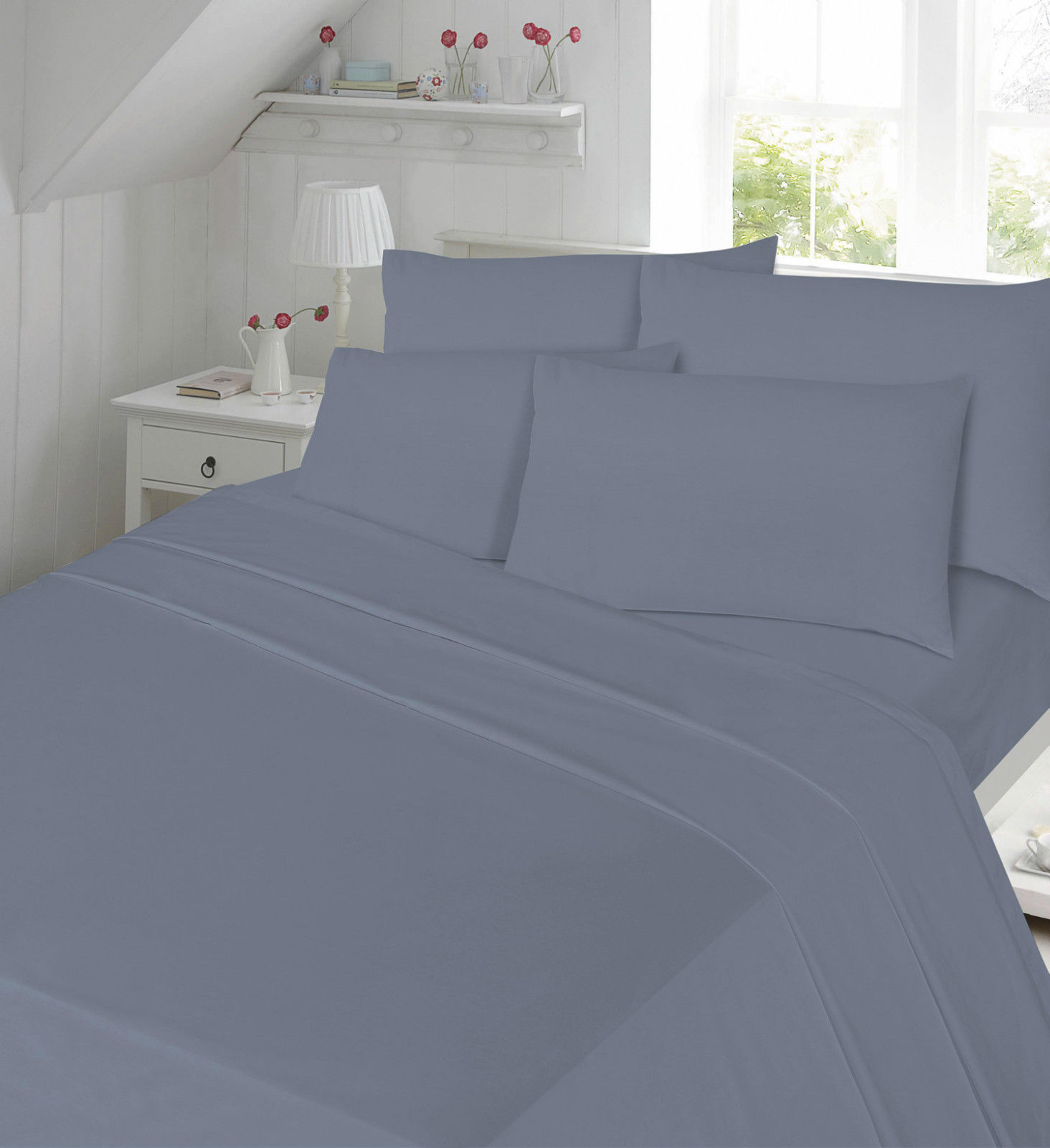Percale Extra Deep Fitted Sheets 16"/40cm Depth 180 Threads Elastic Fitted T180