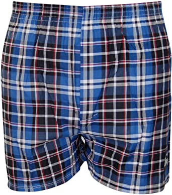 voice 7 Elasticated Mens Boxer Shorts (Pack 3 to 12) Woven Underwear Boxers Trunks, Mixture of Checker and Plain Short