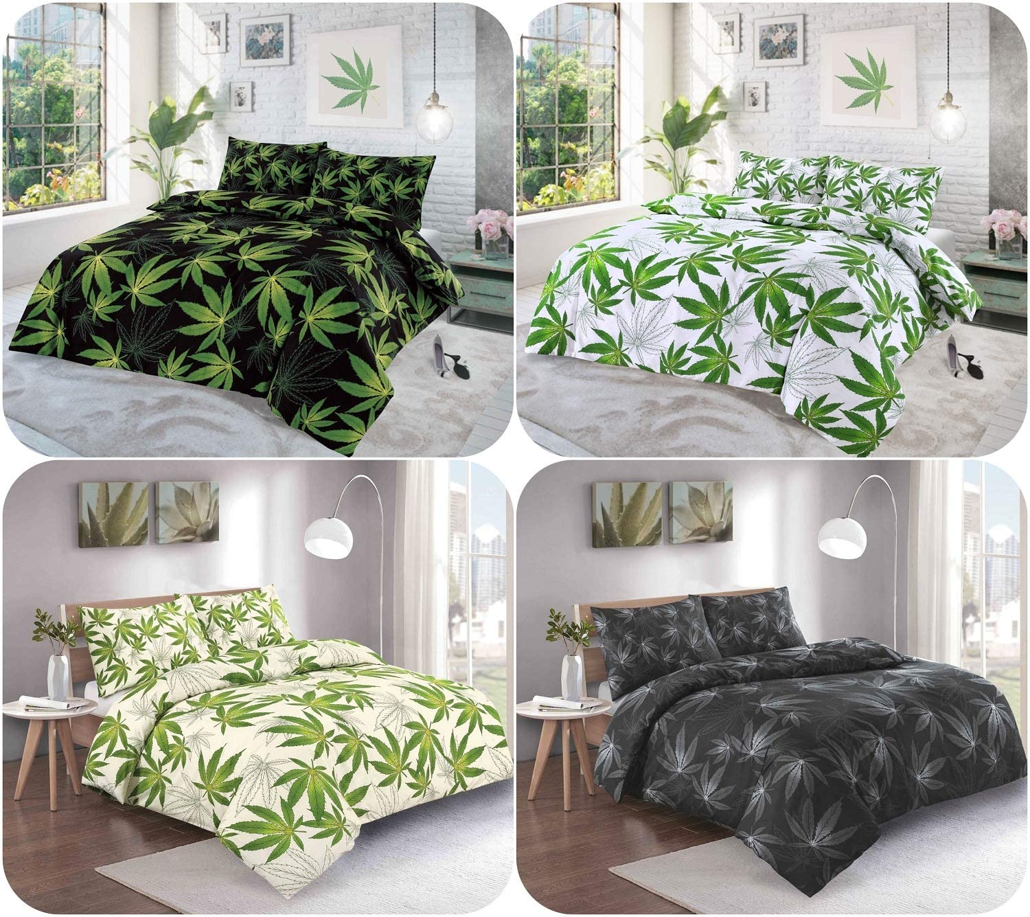 Cannabis Leaf Poly/cotton Duvet Cover+Pillowcase Bedding set